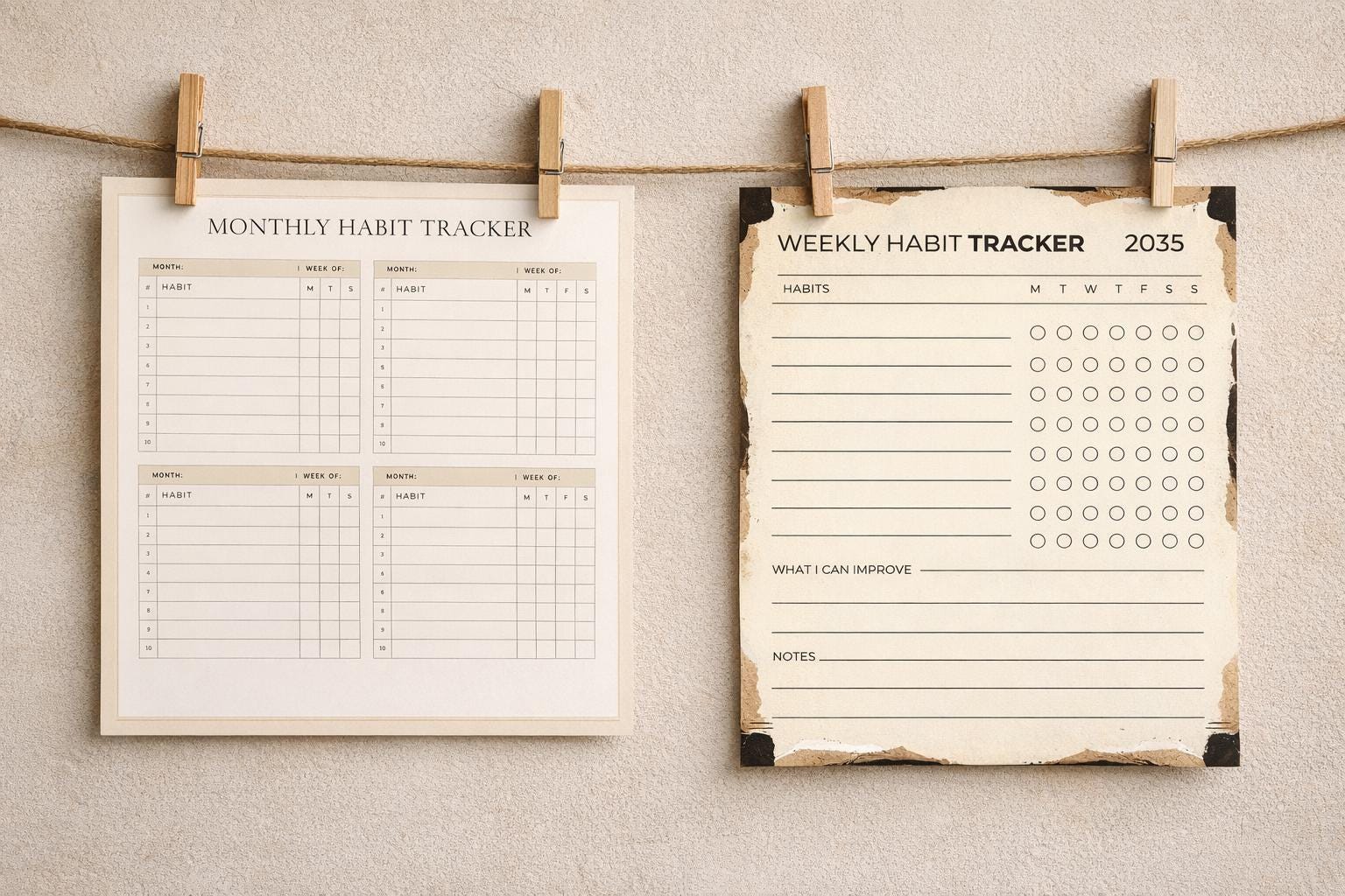 Editable Habit Tracker | 5 Canva Template Links | Minimal Digital Habit ...