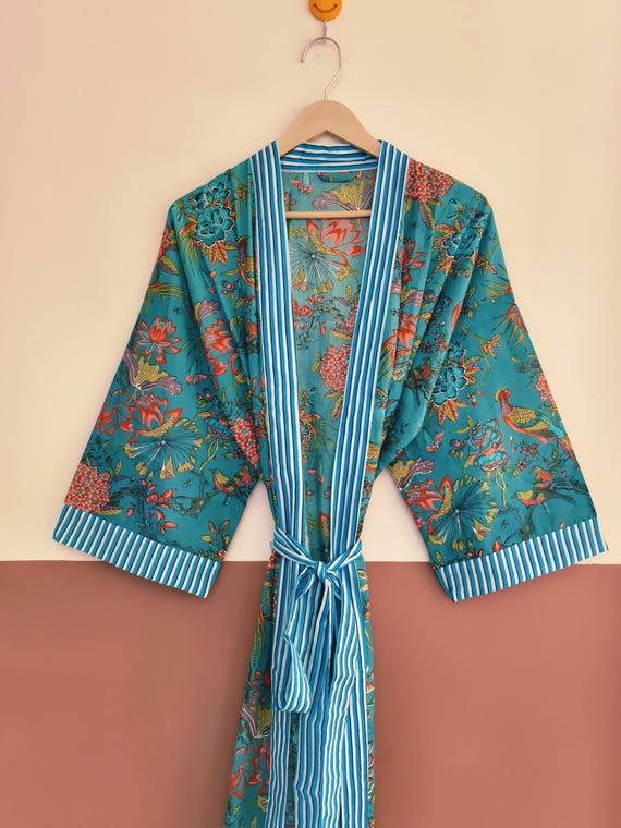 Luxury Cotton Kimono Robe | Handmade Boho Loungewear | Elegant Resort Wear Women
