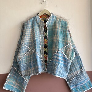 Handmade Kantha Jacket, Reversible Patchwork Coat, Boho Quilted Jacket, Vintage Indian Outerwear