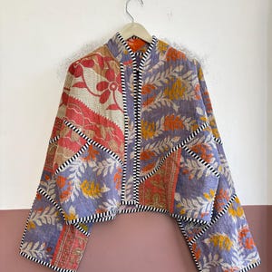 Handmade Reversible Kantha Jacket, Vintage Quilted Patchwork Coat, Boho Indian Style