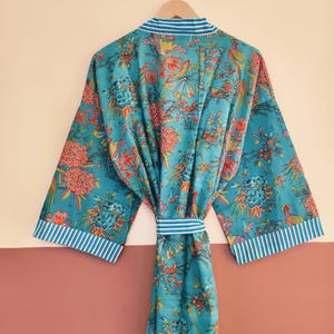 Luxury Cotton Kimono Robe | Handmade Boho Loungewear | Elegant Resort Wear Women image 6