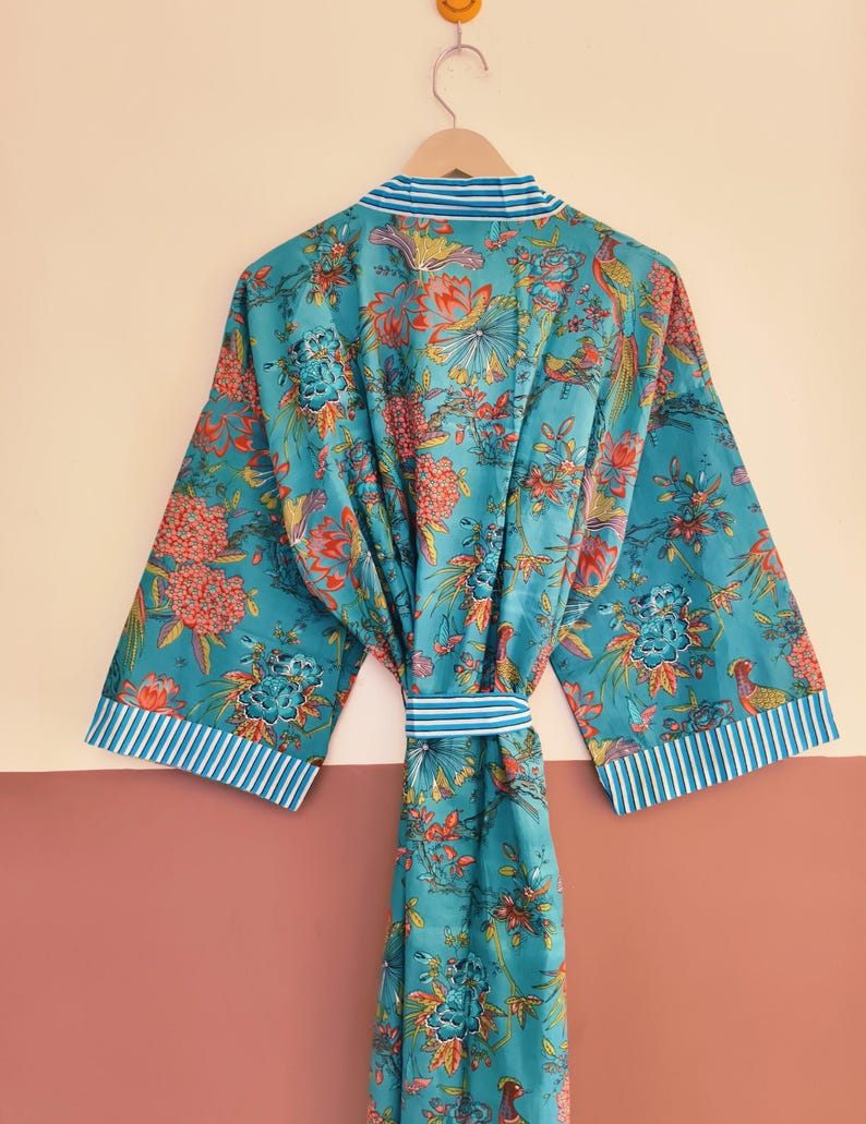Luxury Cotton Kimono Robe | Handmade Boho Loungewear | Elegant Resort Wear Women image 6