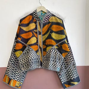 Artistic Cotton Jacket, Vintage Boho Outerwear, Handmade Statement Coat, Unique Boutique Style Clothing
