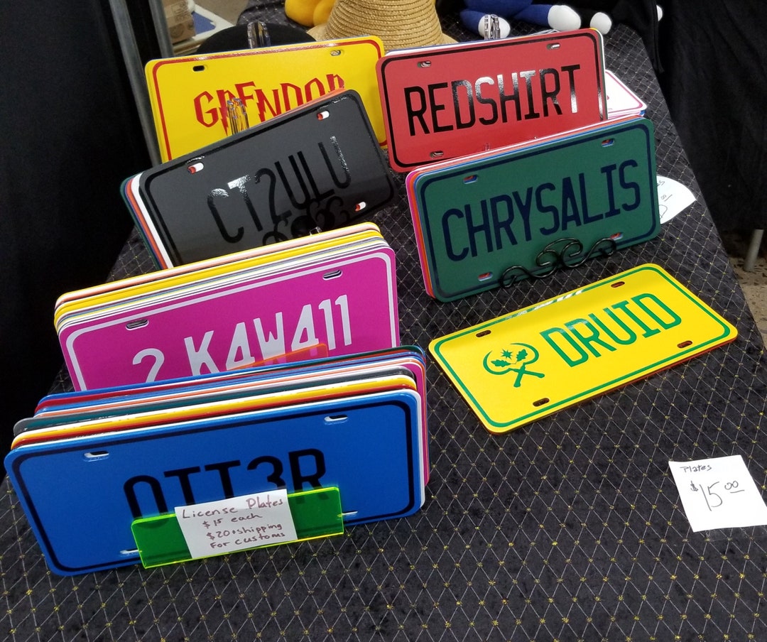 CUSTOM License Plates Faux Vanity Plates, Plastic Auto Tags, Novelty