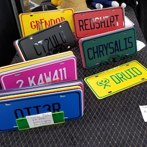 CUSTOM license plates - faux vanity plates, plastic auto tags, novelty sayings