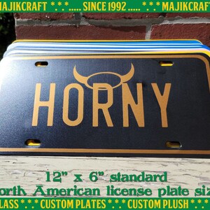 18+ Vanity Plate HORNY - custom colors - FRONTPLATE - Your Colors Here
