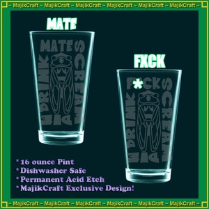 CICADA Brood X - CICADA LIFECYCLE - etched pint glass - beer mug - tumbler