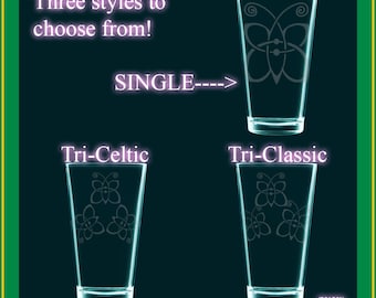 FLUTTER SHY Celtic Cutie Mark pint glass - drinking glass - cider glass - Celtic Knotwork - My Little Pony Fluttershy, Posey, Discord, Angel