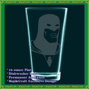 Space Ghost - Tad Ghostal - SGC2C fanart drinking glass - Space Ghost (Coast to Coast) etched pint