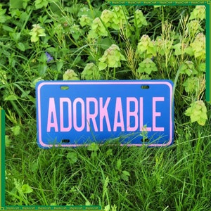 ADORKABLE - CUSTOM colors vanity plates - handmade - YOUR colors car license plate