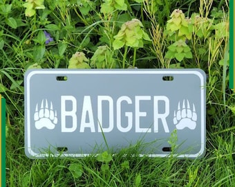 BADGER Custom Colors! vanity plates - honey badger, ratel, ferret-badger, mustilidae, mephitidae, handmade