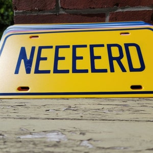 CUSTOM colors NEEEEERD NERD faux vanity plates - plastic license plate - Bar & Car Decor