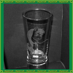 ANY Pony CUSTOM etched pint glass - any MLP:FiM character, hand drawn - one of a kind