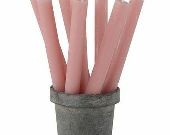 Tall Dusky Pink Dinner Candle - Pink Wax Candle - Rustic Dusky Light Pink Taper Candle - Decorative Dinner Candle - 1 Size