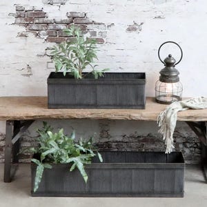 Small Old French Box Planter - Rustic Long Planter - Rectangle Plant Pot - Outdoor Planter - Garden Trough