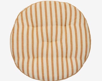 Round Seat Pad - Round Chair Cushion - Cotton Striped Seat Cushion - Boho Scatter Cushion - Striped Pattern Chair Seat Pad Cushion