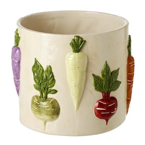 Vegetable Plant Pot - 2 Sizes - Vegetable Pattern Kitchen Herb Planter - Rustic Farmhouse Cottage Plant pot *Sold Individually*