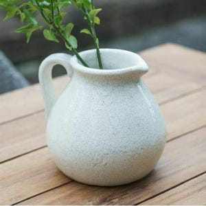 White Crackle Ravello Jug Planter - Ceramic Glazed Plant Pot - Home Decor - Stoneware Jug - Indoor Decoration