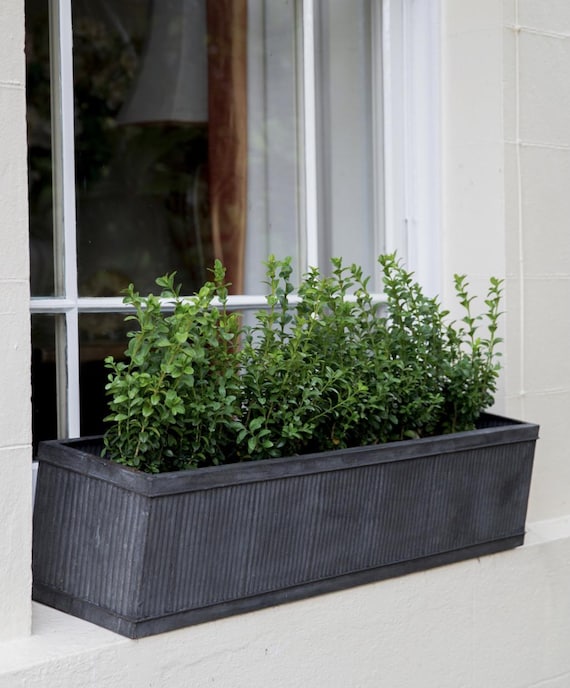 Vence Blumenkasten Blumentopf - Rustikaler Langer Blumentopf - Geriffelter Blumentopf - Outdoor Rechteckiger Übertopf - Gartentrog - 90cm