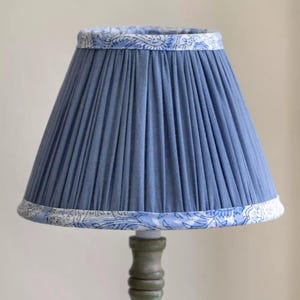 Blue Cotton Lampshade Only - Boho Paisley Pattern Inside Lampshade - Indian Block Print Lamp Shade - Easy Fit Table/ Bed Blue Lampshade