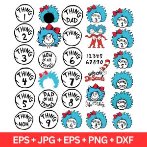 Thing 1 Thing 2 svg Png Bundle, Thing 1 und Thing 2, Katze im Hut svg, Thing Mom svg, Dr. Seuss inspiriert SVG, Thing Clipart, Thing 1 Mom