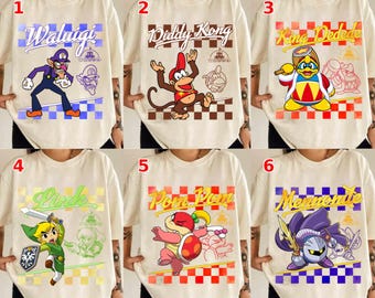 All Characters Super Mario Retro Customize Shirt, Nintendo World Family Matching Holiday Trip Matching Tee, Super Mario Birthday Trip Gifts