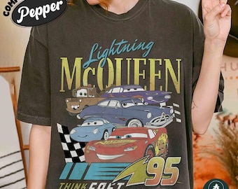 Retro Lightning Mcqueen Piston Cup Comfort Colors Shirt, Disneyland Cars Shirt, Disneyland Pixar Shirt, Cars Shirt, Cars Land Shirt