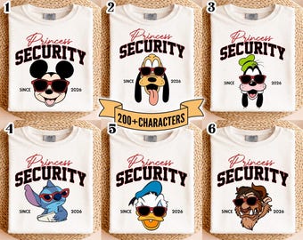 Personalisierte Prinzessin Sicherheit Familie passende Shirts 2026, Disneyland Familien Reise Shirts, alles Gute zum Vatertag T-Shirt, Papa Geburtstagsgeschenk