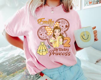 Disneyland Princess Belle Birthday Shirt, Custom Birthday Girl Sweatshirt, Beauty And Beast Birthday Shirt, Princess Belle Family Bday Party
