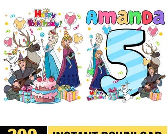 Personalized Frozen Birthday PNG, Disneyland Princess Happy Birthday, Frozen Birthday Family Matching Trip, Birthday Party, Digital Download