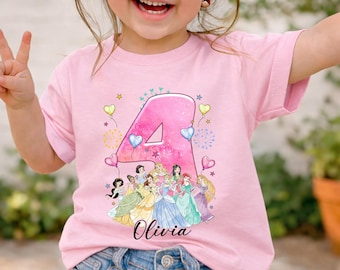 Personalized Disney Princess Birthday Group Shirt, Belle Ariel Snow White Princess Birthday Present Gifts Tee, WDW Family Birthday Girl Trip