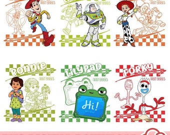 Disneyland Toy Story Charaktere Bundle Png, Toy Story 5 Film 2026 Png, Buzz Lightjahre Woody Jessie Bo Peep Png, Toy Story Land Png