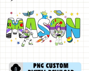 Disneyland Buzz Lightyear Custom Name Png, Personalized Toy Story Birthday Name Png, Toy Story Theme Party PNG, Family Birthday Matching Png