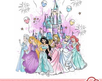 Disneyland Princess Castle Aquarell Png, Disneyland Mädchen Reise Png, Familienurlaub, Disneyland Prinzessin Geburtstag Png, Familienausflug
