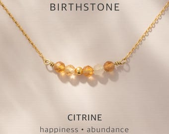 November Birthstone Necklace with Citrine Crystals for Happiness & Abundance • Sterling Silver • Birth Month Jewelry • Handmade