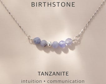 December Birthstone Necklace with Tanzanite Crystals for Intuition & Communication • Sterling Silver • Birth Month Jewelry • Handmade