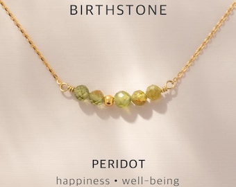 August Birthstone Necklace with Peridot Crystals for Happiness & Well-Being • Sterling Silver • Birth Month Jewelry • Handmade