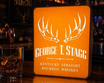George T. Stagg Bourbon LED Lightbox Sign | 3D Printed Whiskey Bar Decor | USB Powered Man Cave Light | Bourbon Lover Gift | Rustic Bar Ligh
