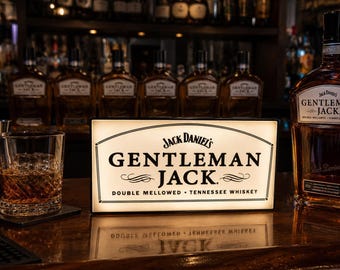 Gentleman Jack LED Light Sign 9x5 USB Powered  LED Bar Decor Whiskey Light Up Sign Home Bar Decor Man Cave Display Cabinet  Backlight
