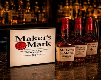 Maker’s Mark LED Light Box Sign 9x6 USB Powered | Bourbon Bar Decor | Illuminated Whiskey Display | Home Bar Lighted Sign | Man Cave Gift