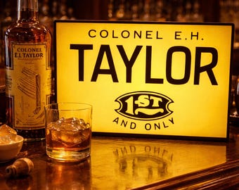Colonel E.H. Taylor Inspired LED Light Box Sign – 9x6 3D Printed  Bourbon Bar Decor – Whiskey Lover Gift – Home Bar Man Cave Lighted Disp