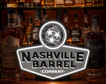 Nashville Barrel Company LED Light Box – 3D Printed | USB Powered | Whiskey Bar Decor