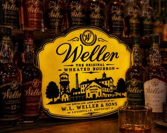 Weller-lichtbak | Bourbonbardecoratie | 3D-geprint whiskybord | USB-aangedreven led-display | Mangrotdecoratie | Cadeau voor thuisbar