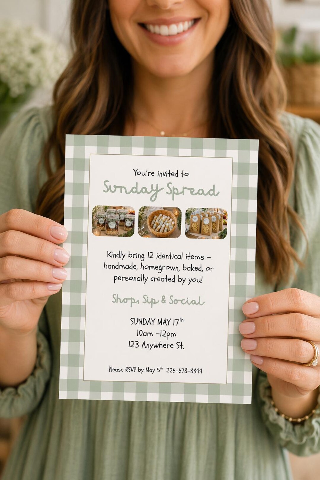 Sunday Spread Invitation Template | Digital Editable Canva Invite ...