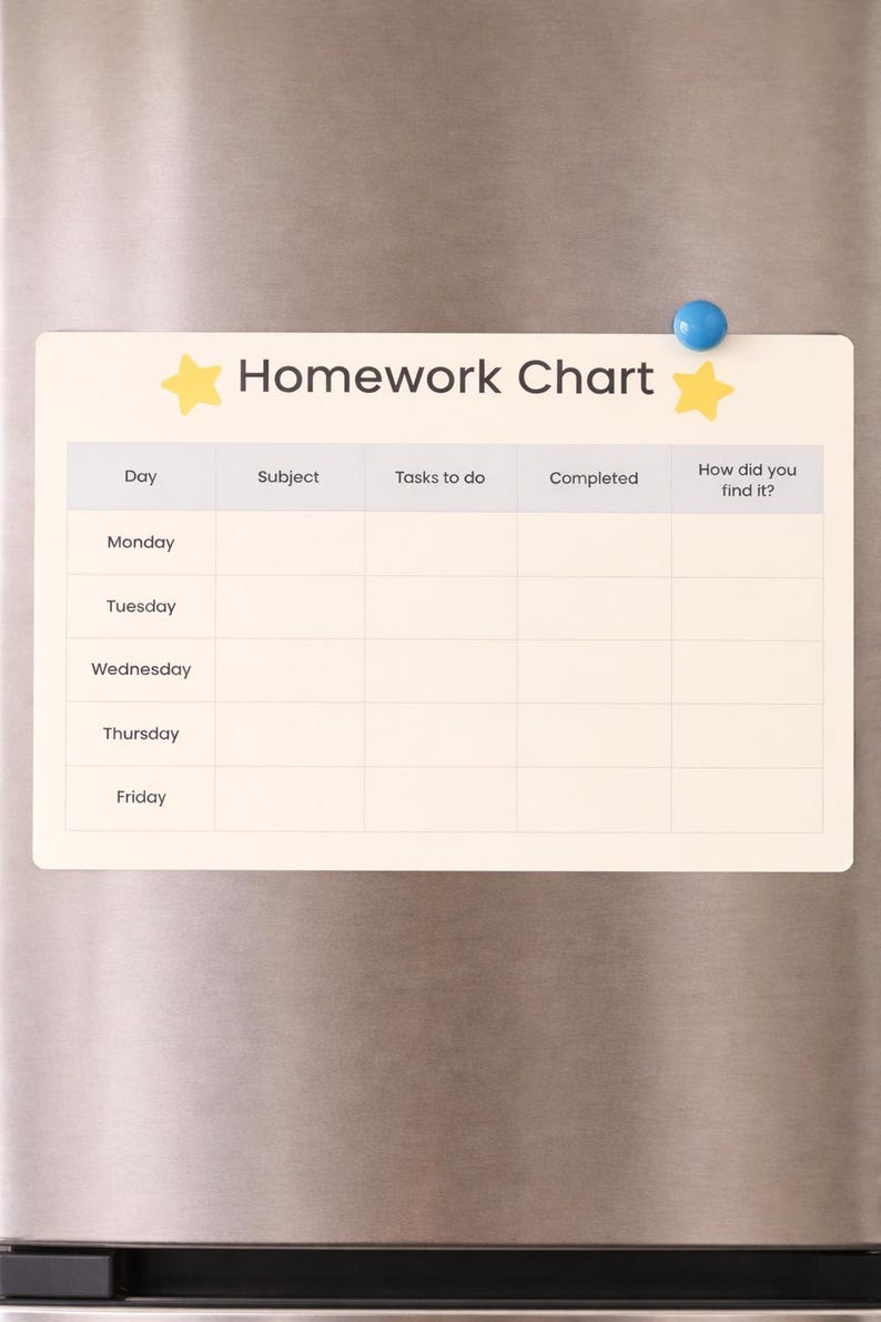 Weekly Homework Chart Printable Homework Chart Printable | Weekly Homework Planner - Etsy