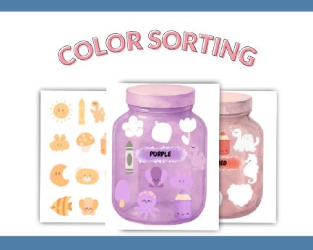 Color Sorting Jars Activity | Cut & Paste Matching Game (PDF Pattern ...