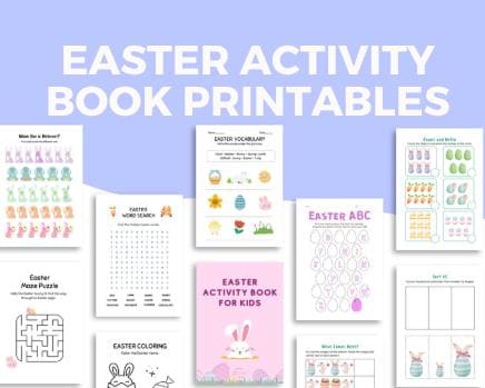 store product block Easter Activity Book Printables | Kids Coloring, Counting, Tracing & Matching Worksheets | Easter Quiet Time Fun poster