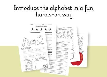 store product block Preschool Alphabet Book Printable | ABC Tracing, Coloring & Letter Recognition Activities for Kids poster