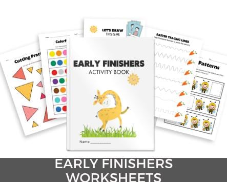 store product block Early Finishers Workbook Printable | Classroom Quiet Work for Kids | Coloring, Tracing, Counting & More poster