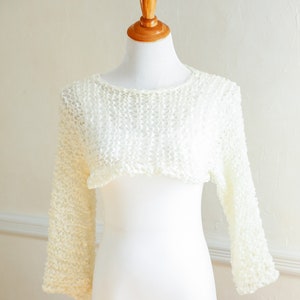 Hand Knit Cropped Sweater Chunky Hand Knit Dance Sweater Cream Cropped Sweater